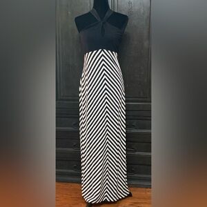 Valerie Bertinelli strapless maxi black/white dress - size medium